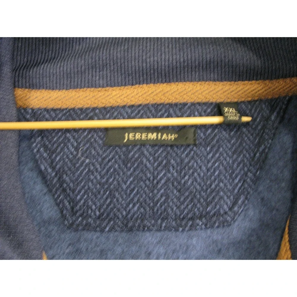 Jeremiah Mens XXL Blue Herringbone‎ Quarter Zip Fleece Sweater Jacket #2105
